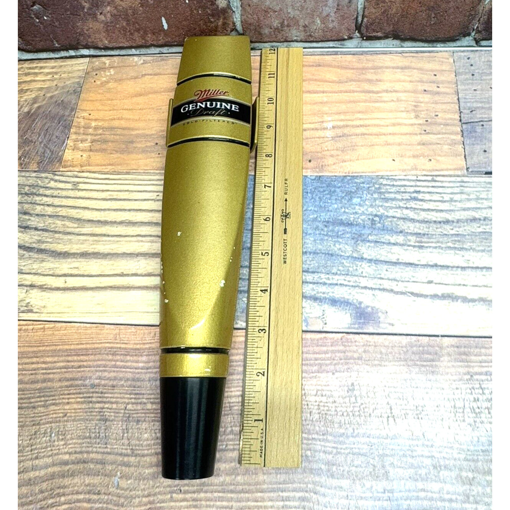Vintage Miller Genuine Draft Beer Cold Filtered Gold Tap Handle Bar‎ Man Cave